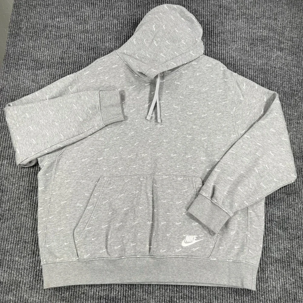 Nike‎ Hoodie Sweatshirt Mens 2XL XXL Gray Geometric Long Sleeve Casual Active